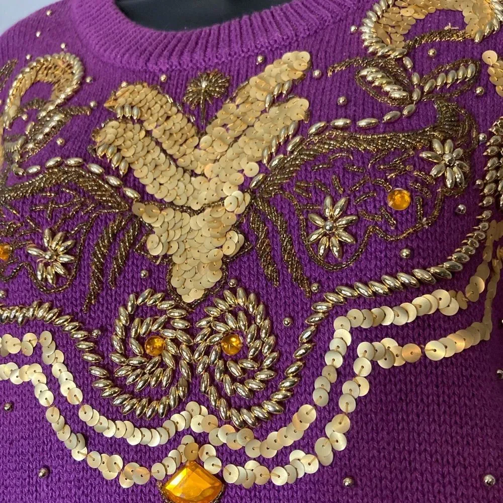 Victoria Harbour Purple Sweatshirt with Gold Accents